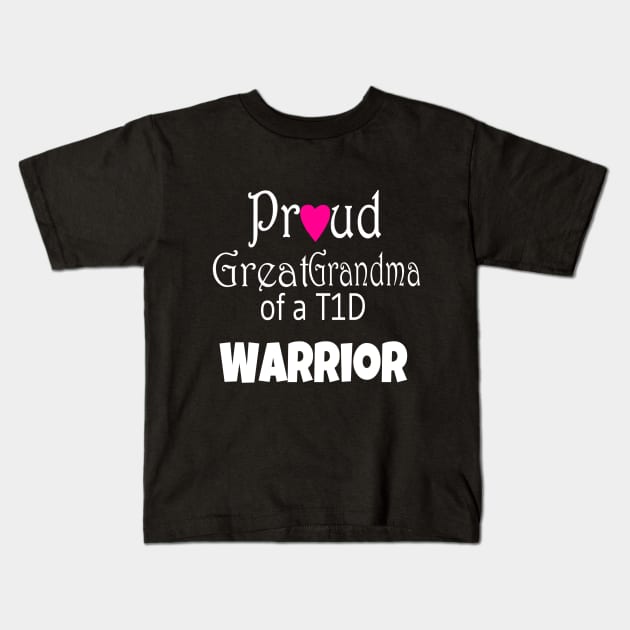 Proud Great Grandma - White Text - Pink Heart Kids T-Shirt by CatGirl101